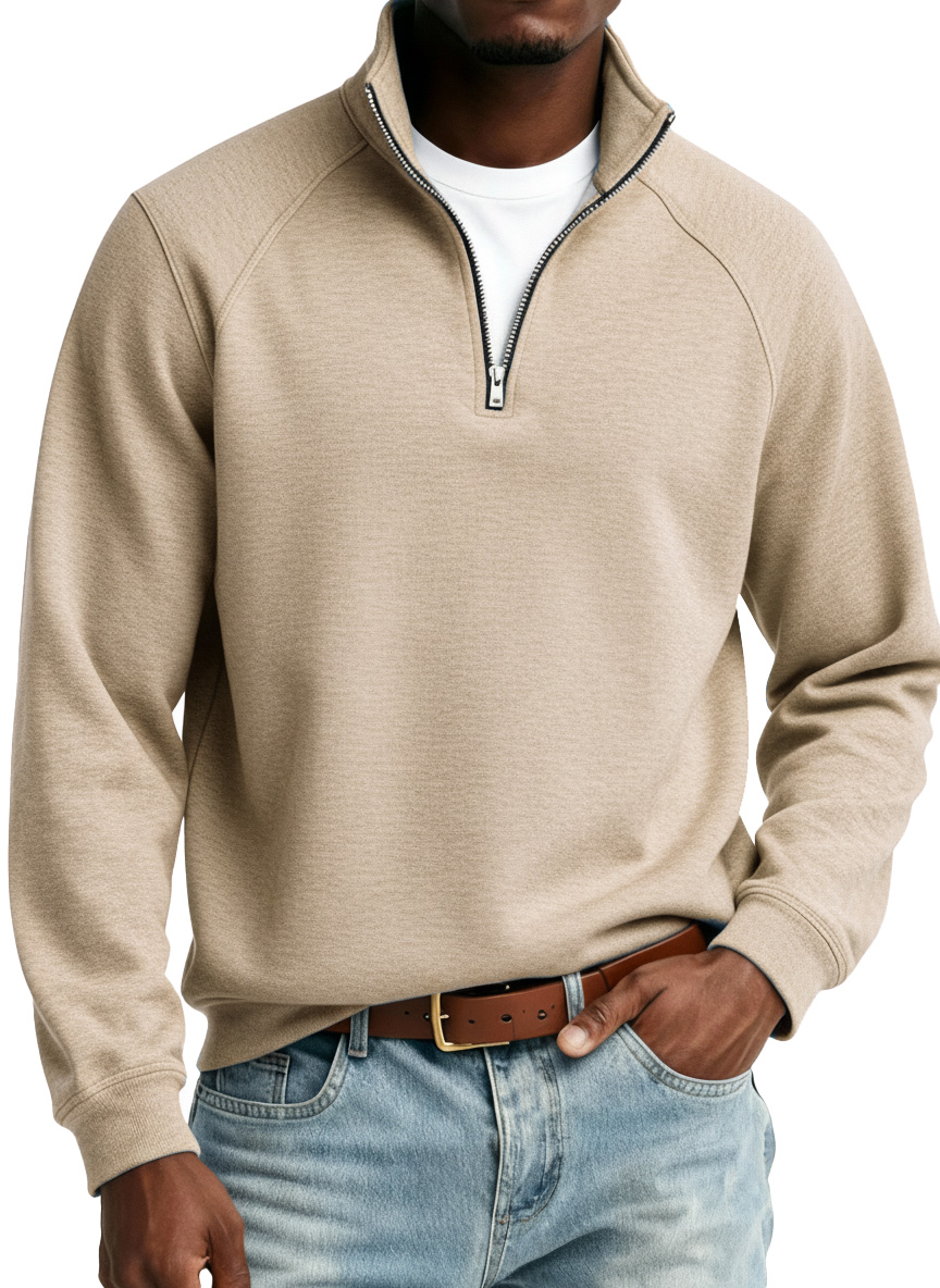 Men's Fashionable Casual Stand Collar Raglan Sleeve Long-Sleeve Sweatshirt