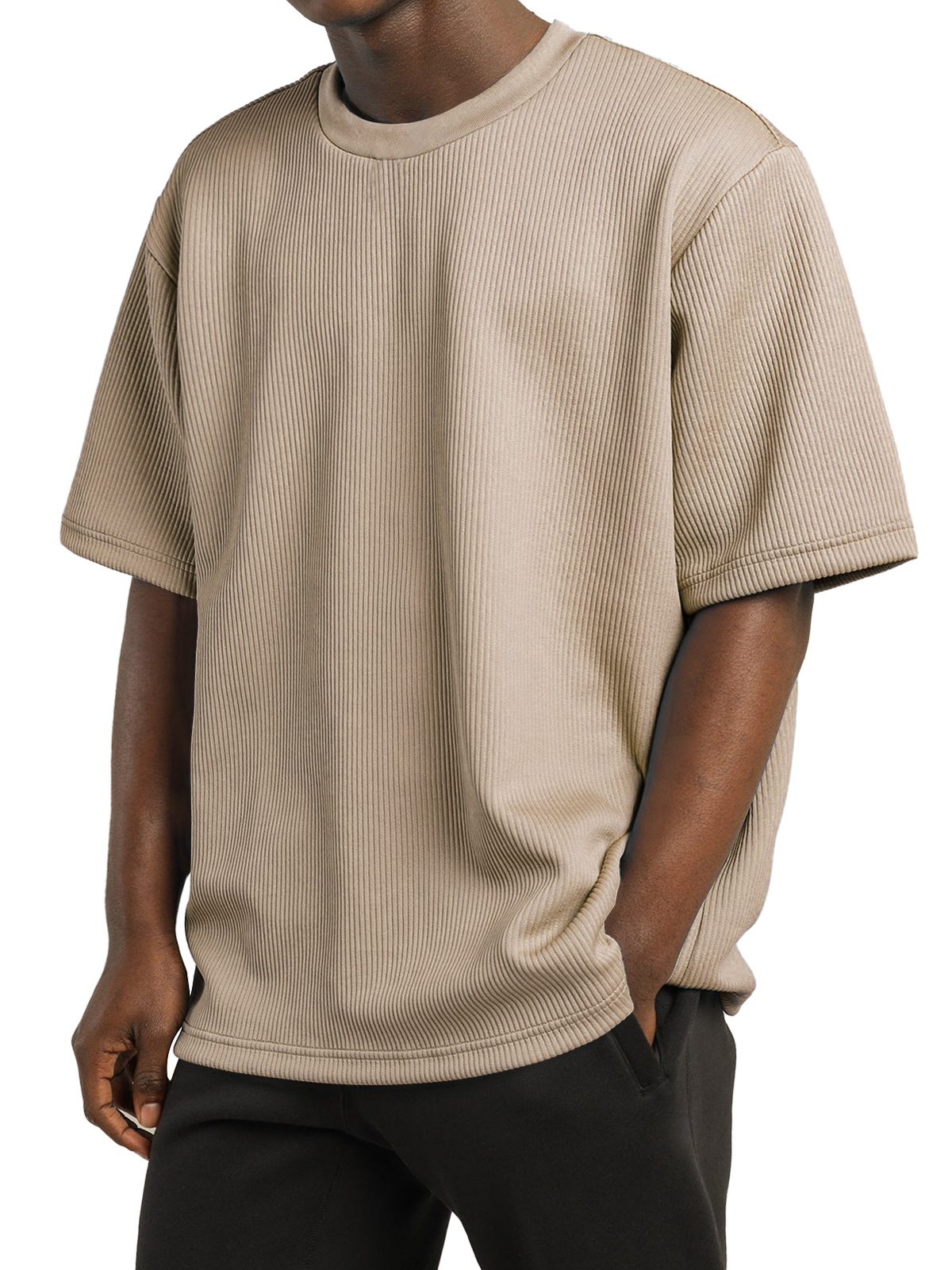 Men's Casual Pit Round Neck Solid Color Short-sleeved T-shirt