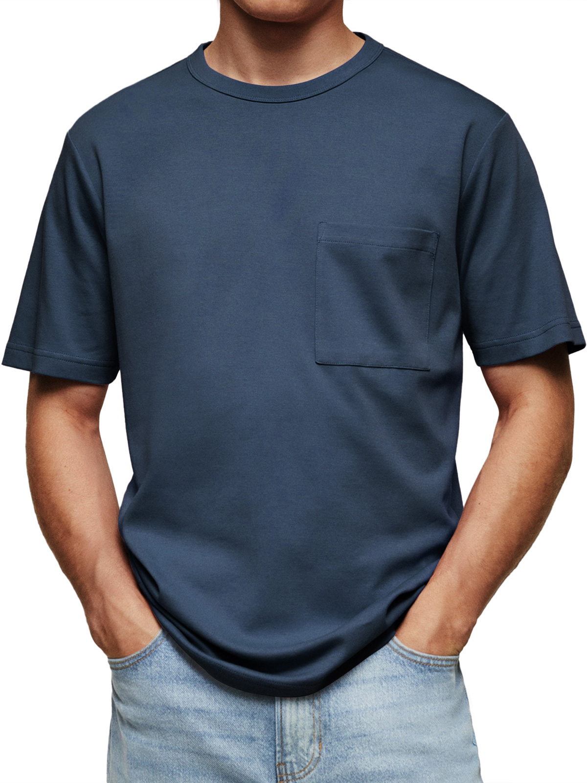 Men's Everyday Round Neck Casual Pocket Comfortable Short Sleeve T-Shirt