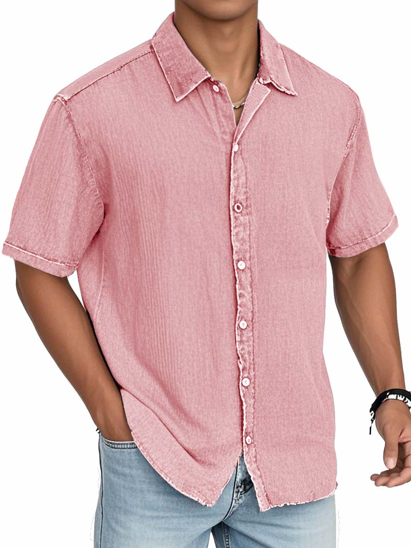 Men's Fashion Casual Textured Fabric Short-sleeved Shirt