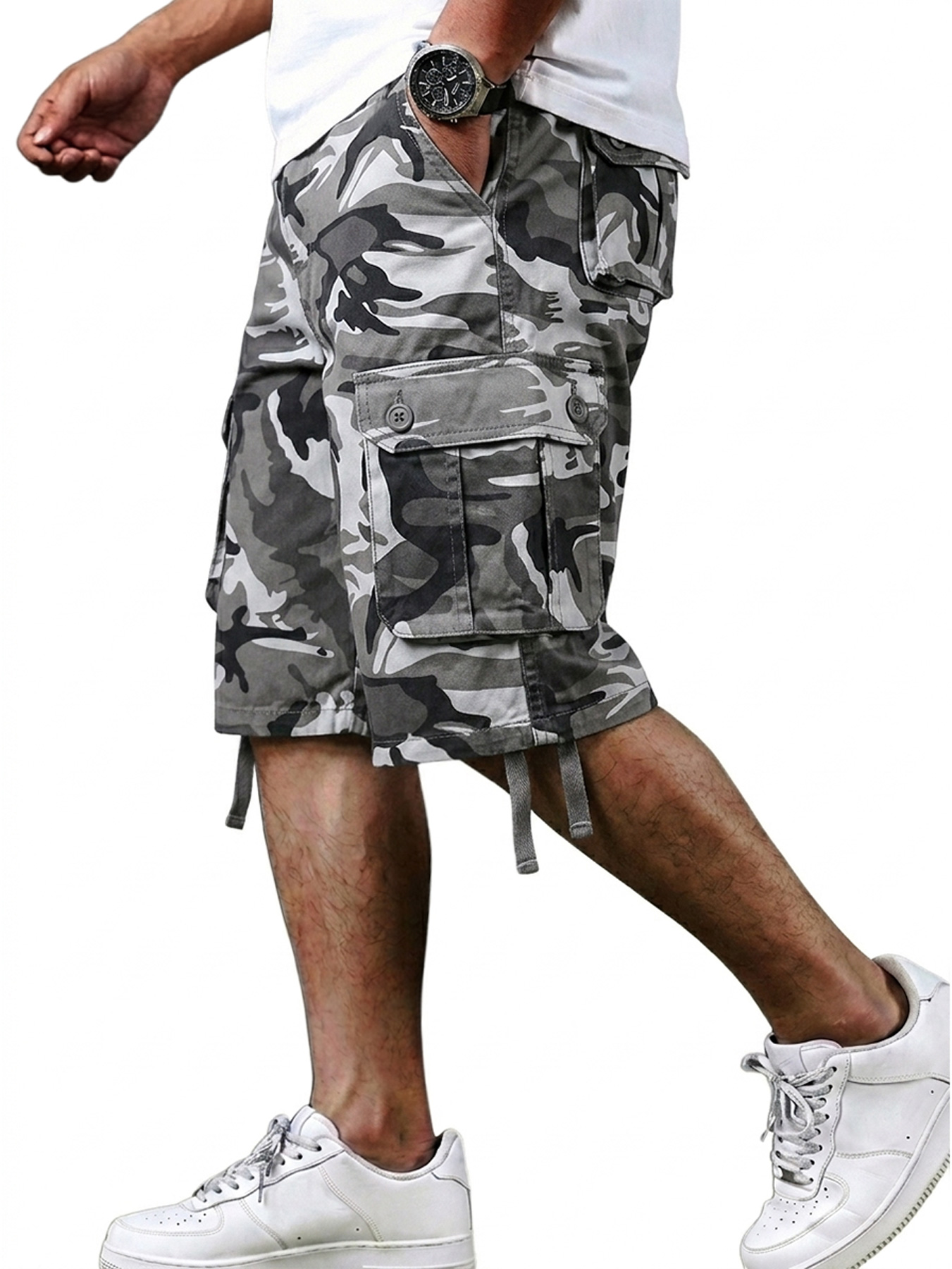 Men's Pure Cotton Camouflage Multi-pocket Casual Work Shorts