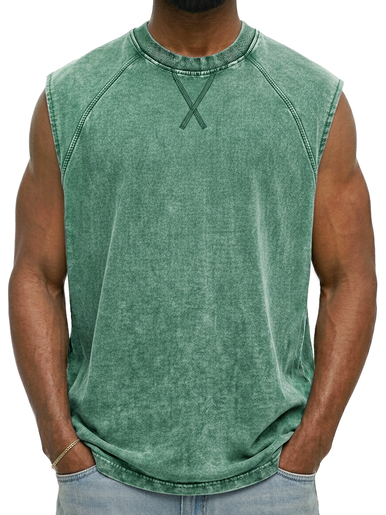 Men's Retro Raglan Round Neck Casual Sleeveless Vest