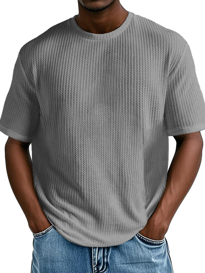 Men's Fashion Casual Short-sleeved Jacquard Fabric T-shirt