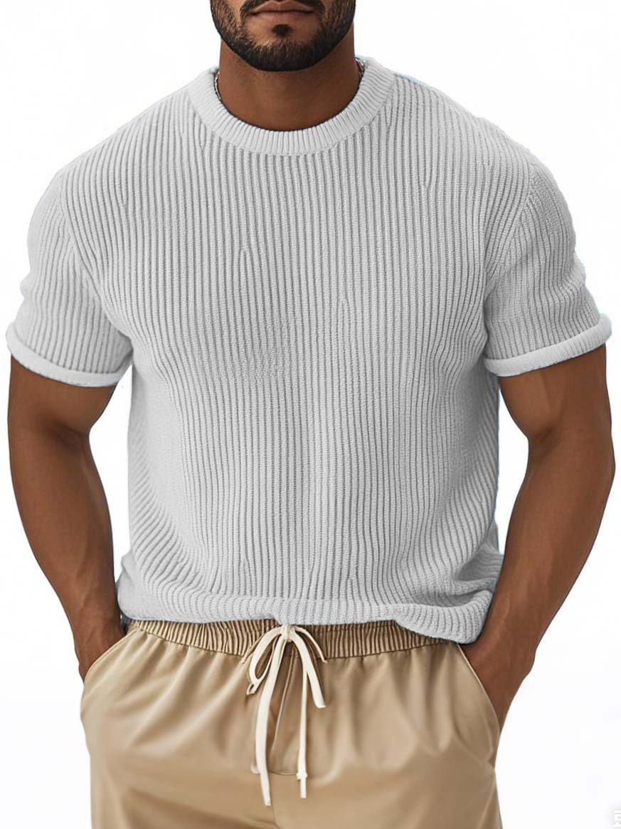 Men's Fashion Street Stripe Short-sleeved T-shirt