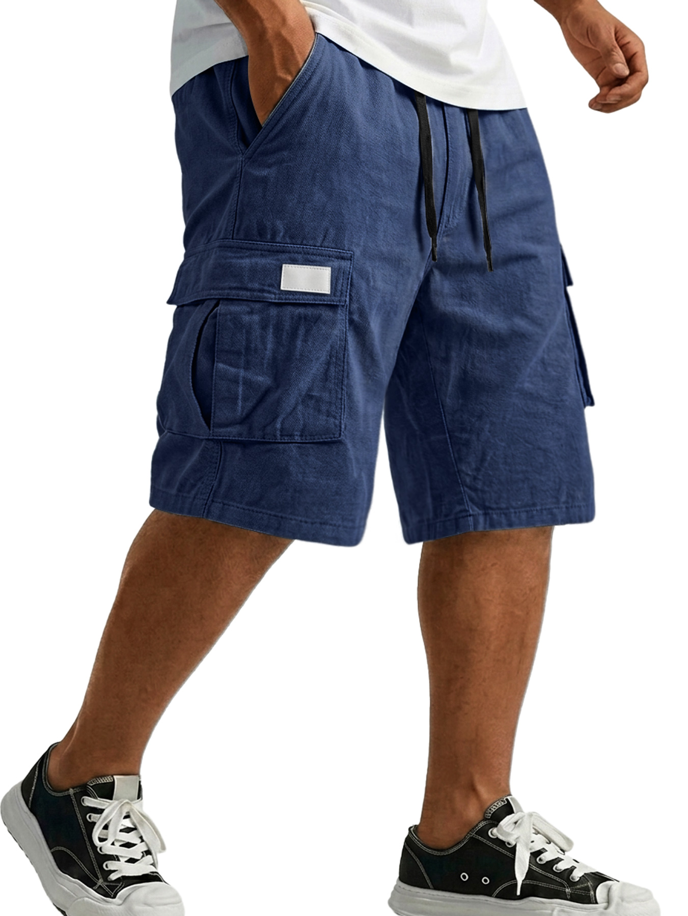 Men's Pure Cotton Multi-pocket Embroidered Leather Label Casual Work Shorts