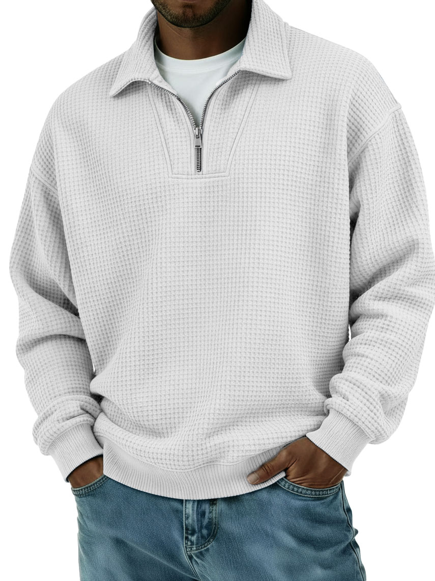 Men's Stylish Casual Loose-fitting Zippered Lapel Long-sleeved Sweatshirt