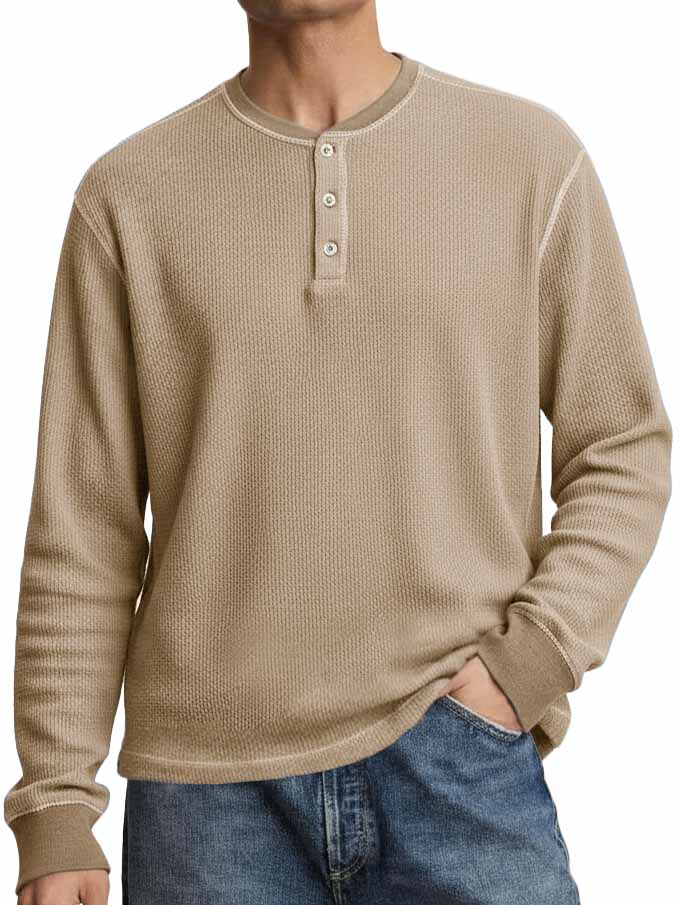 Men's Stylish Casual Long-sleeved Henley Shirt