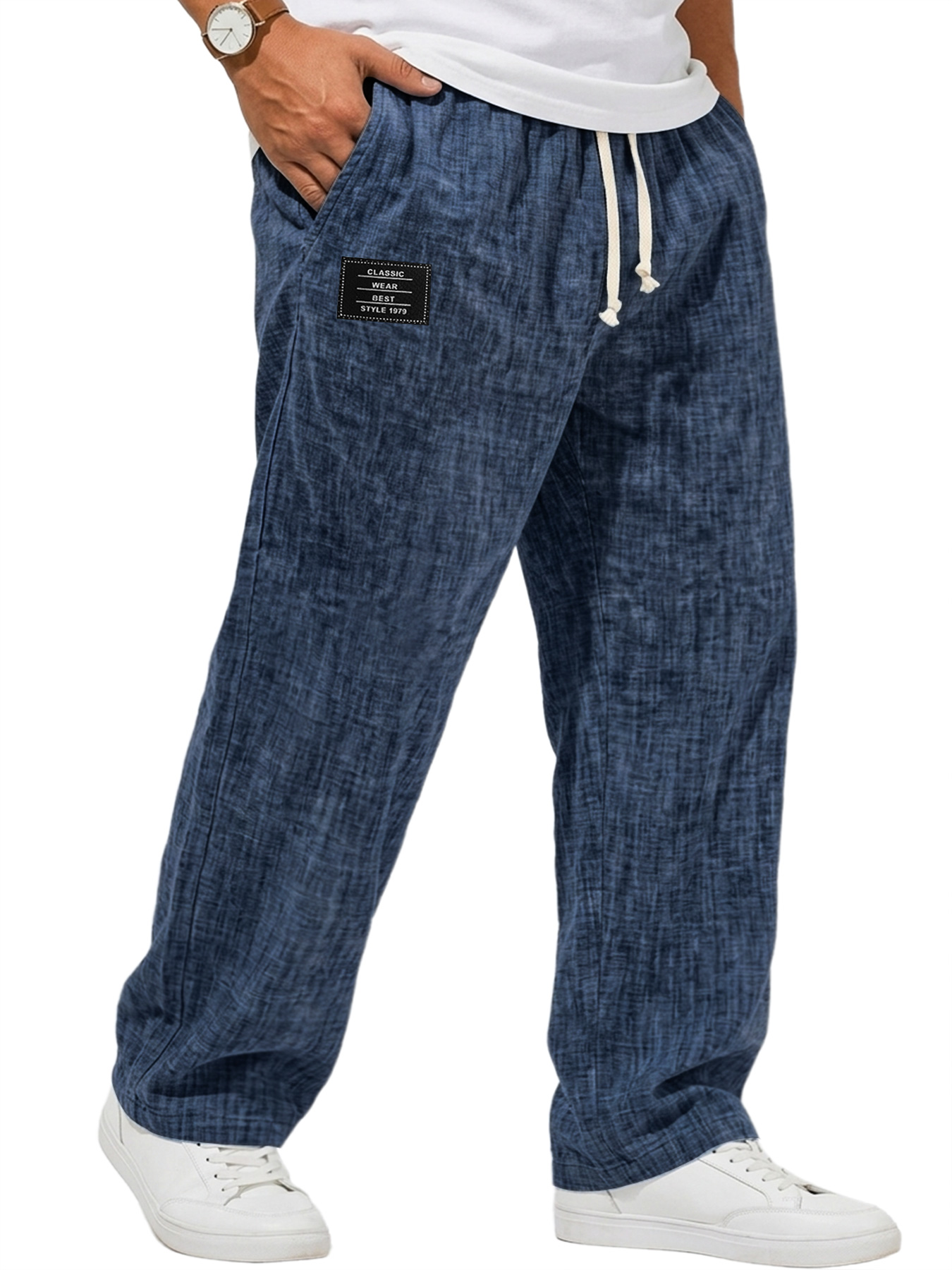 Men's Casual Breathable Embroidered Logo Loose-fitting Trousers