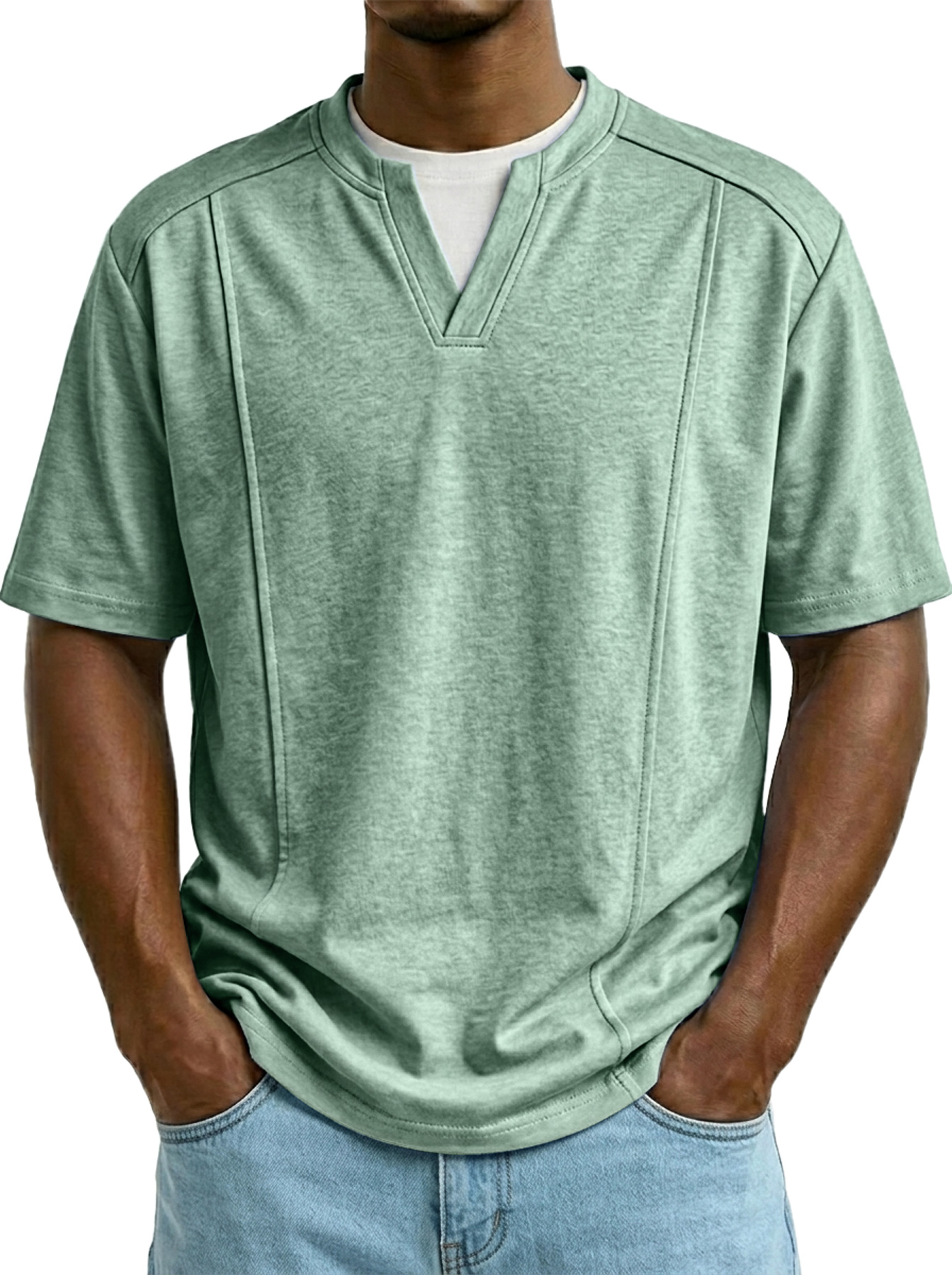 Men's Casual Faux Two-Piece Deconstructed Short-Sleeve T-Shirt