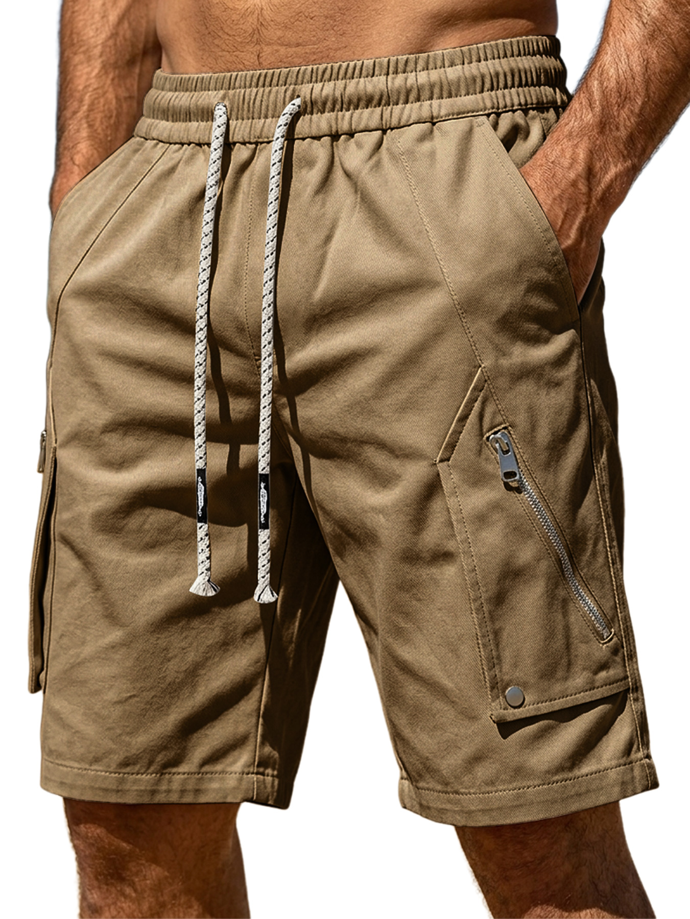 Men's Breathable Multi-pocket Zipper Casual Loose Shorts
