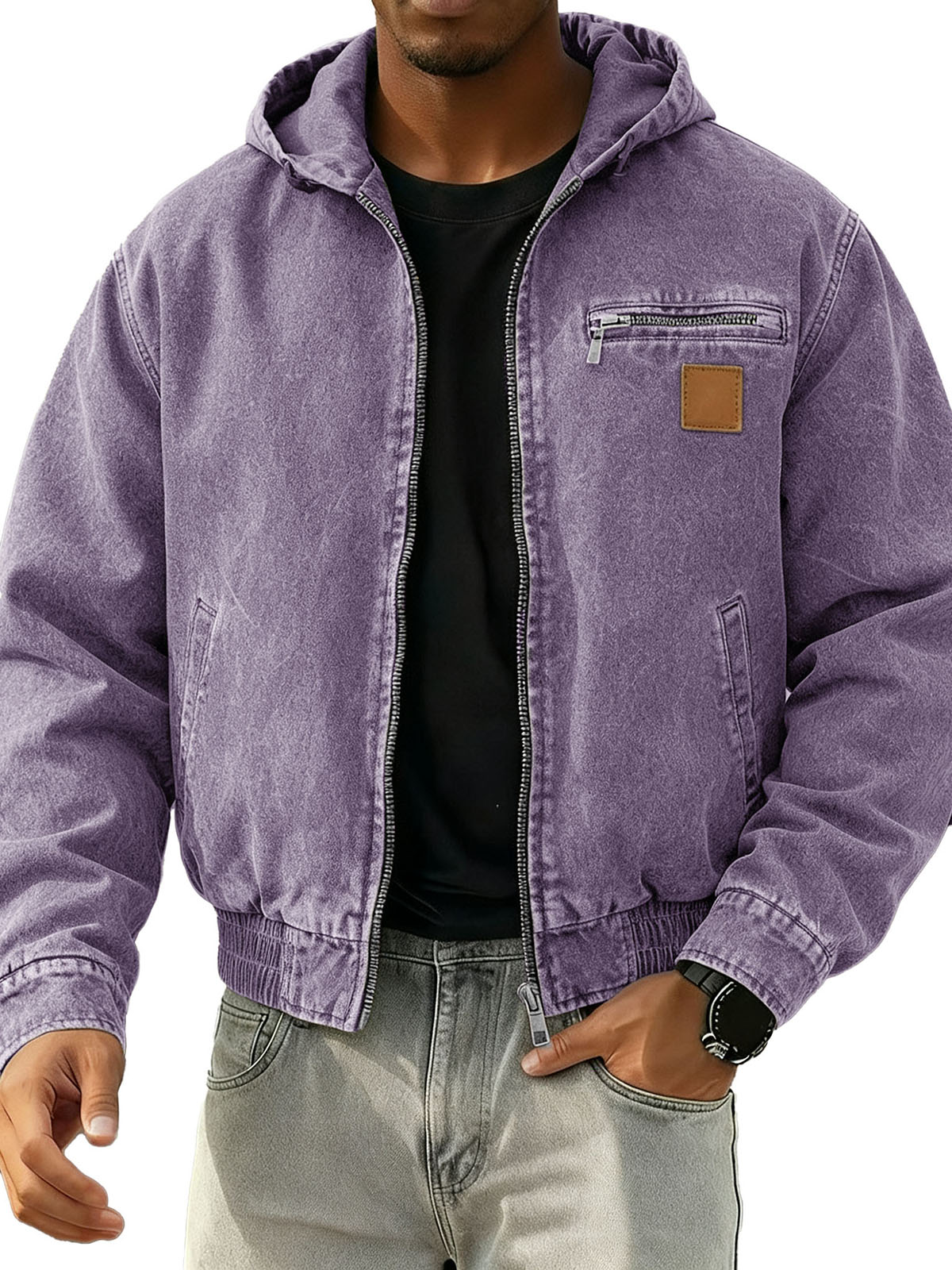 Men's Stylish Retro Long-sleeved Hooded Motorcycle Jacket