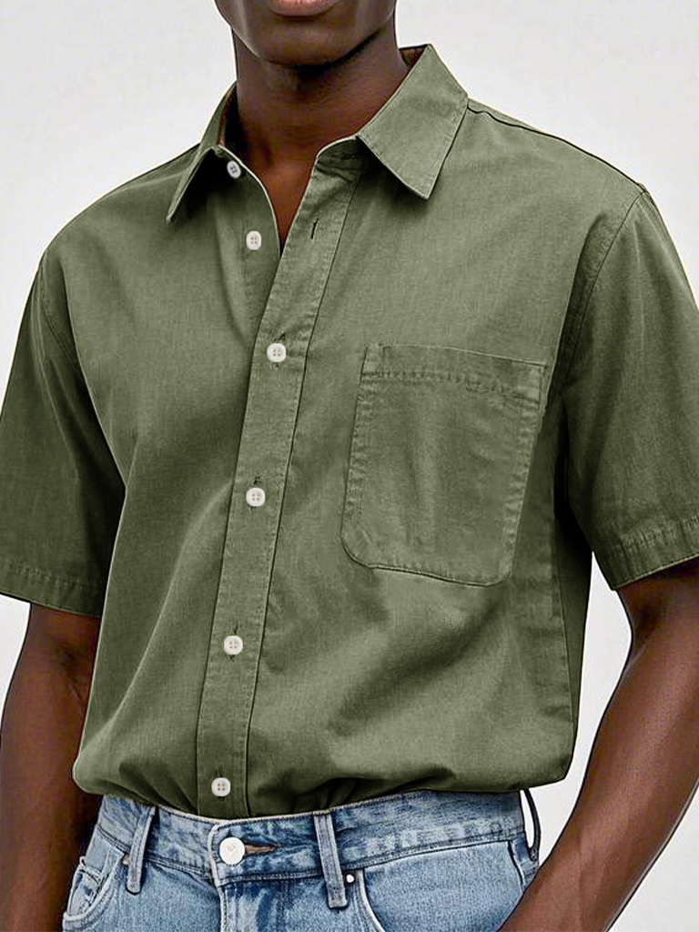 Men's Fashion Casual Retro Pure Cotton Lapel T-shirt