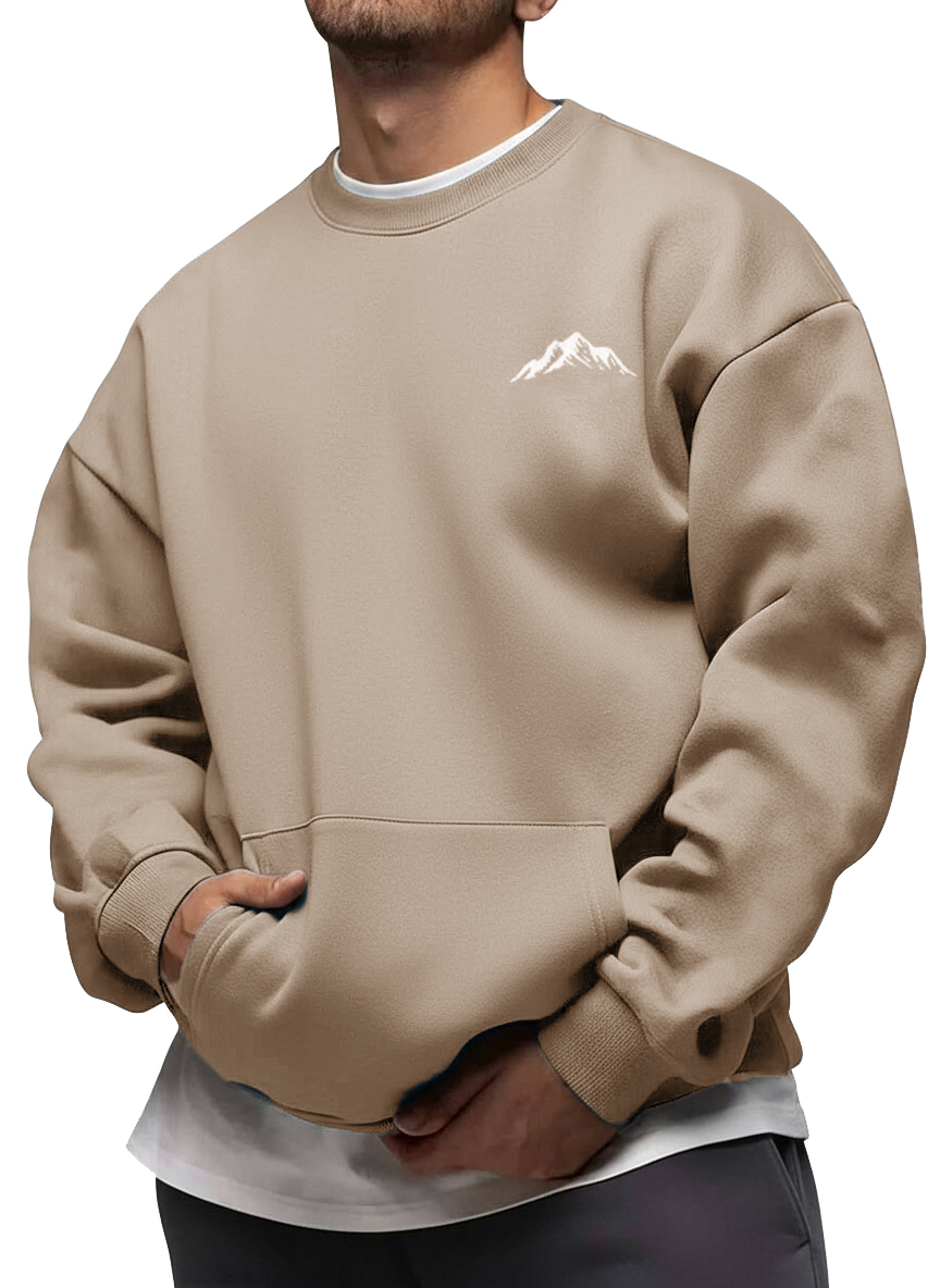 Men's Fashion Casual Printed Crew Neck Long-Sleeve Sweatshirt