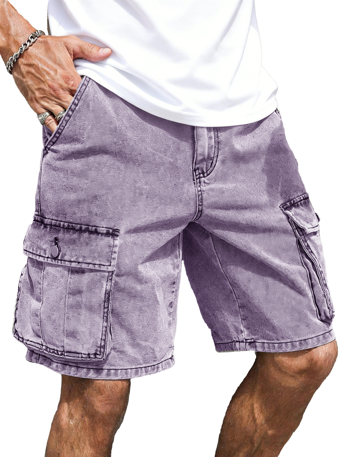 Men's Fashion Retro Loose Multi-Pocket Cargo Shorts