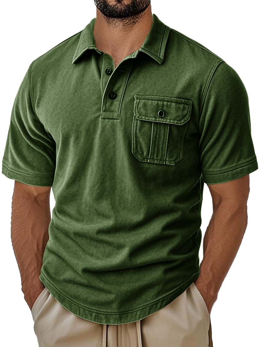 Men's Retro Fashion Workwear Lapel Short-sleeved Polo Shirt