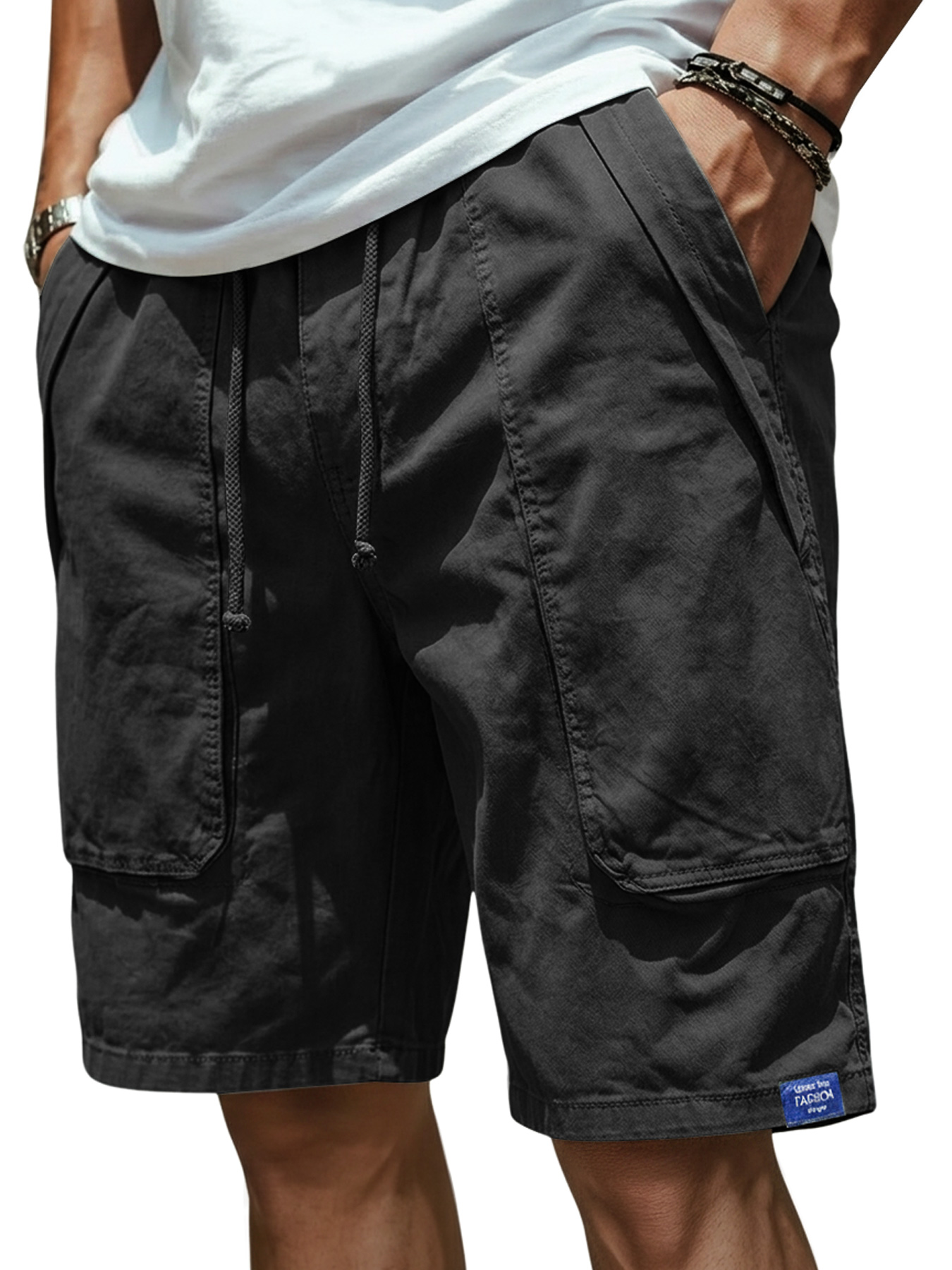 Men's Cotton Patch Pocket Casual Loose Cargo Shorts
