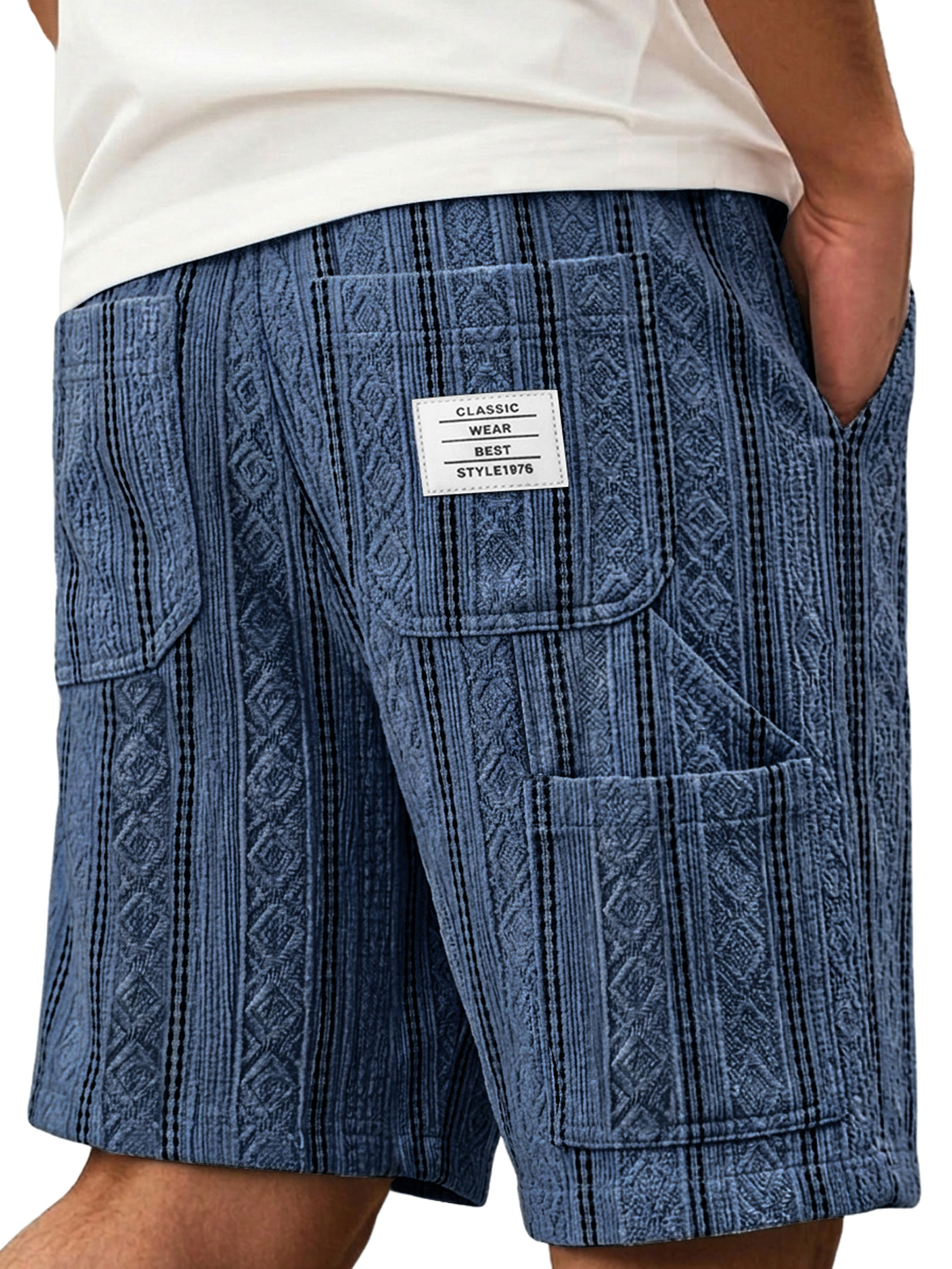 Men's Jacquard Textured Multi-pocket Casual And Comfortable Shorts