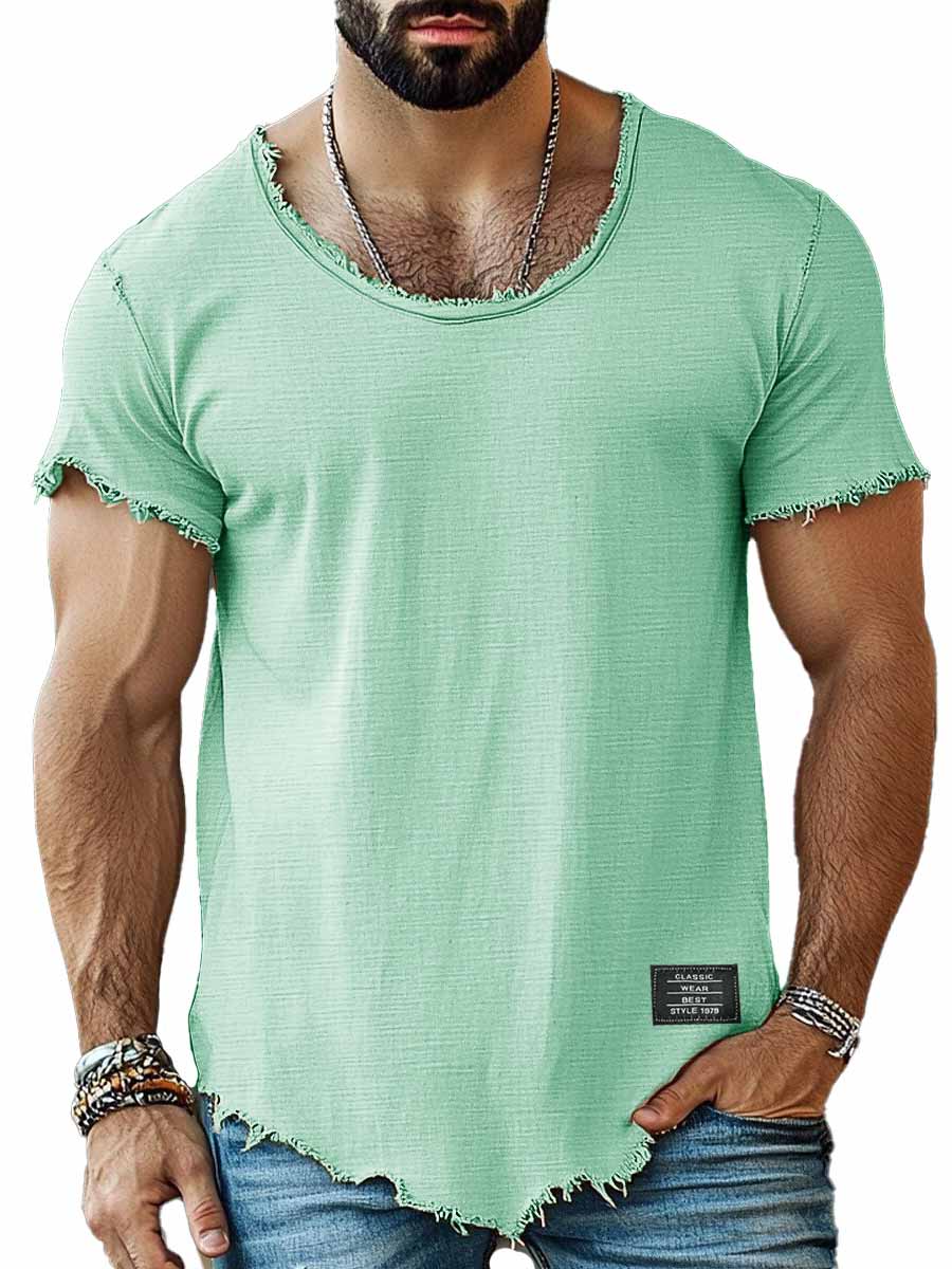 Men's Fashion Retro Embroidered Logo Short-sleeved T-shirt