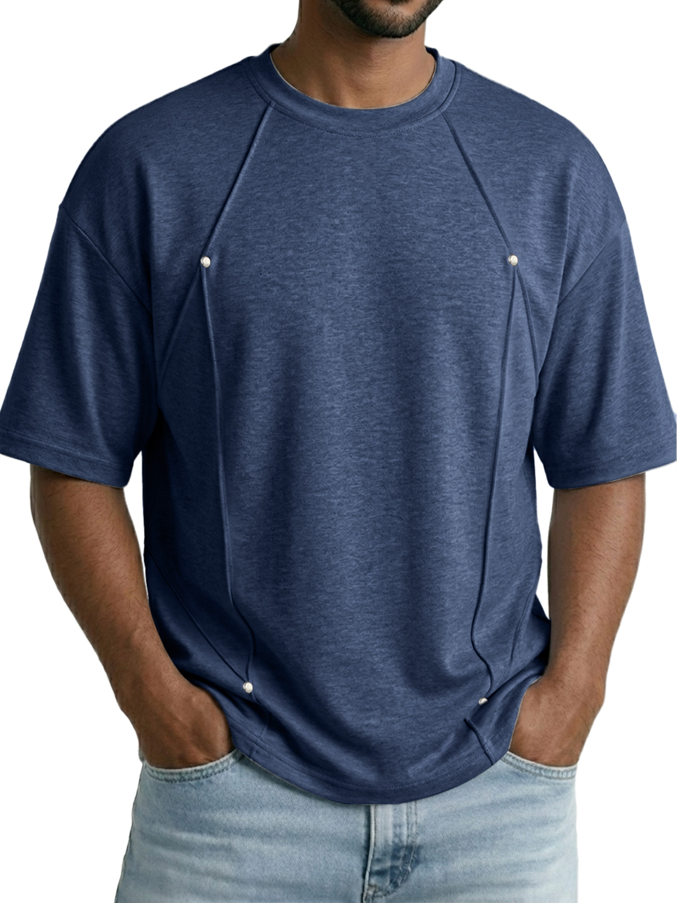 Men's Deconstructed Design Casual Crew Neck Loose Short-Sleeve T-Shirt
