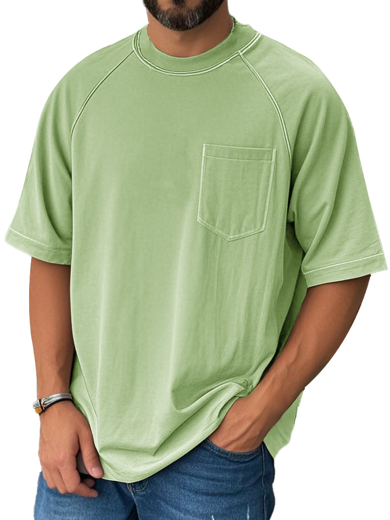 Men's Fashion Casual Raglan Pocket Short Sleeve T-Shirt