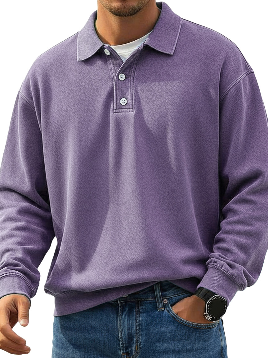 Men's Stylish Retro Lapel Long-sleeved Polo Shirt