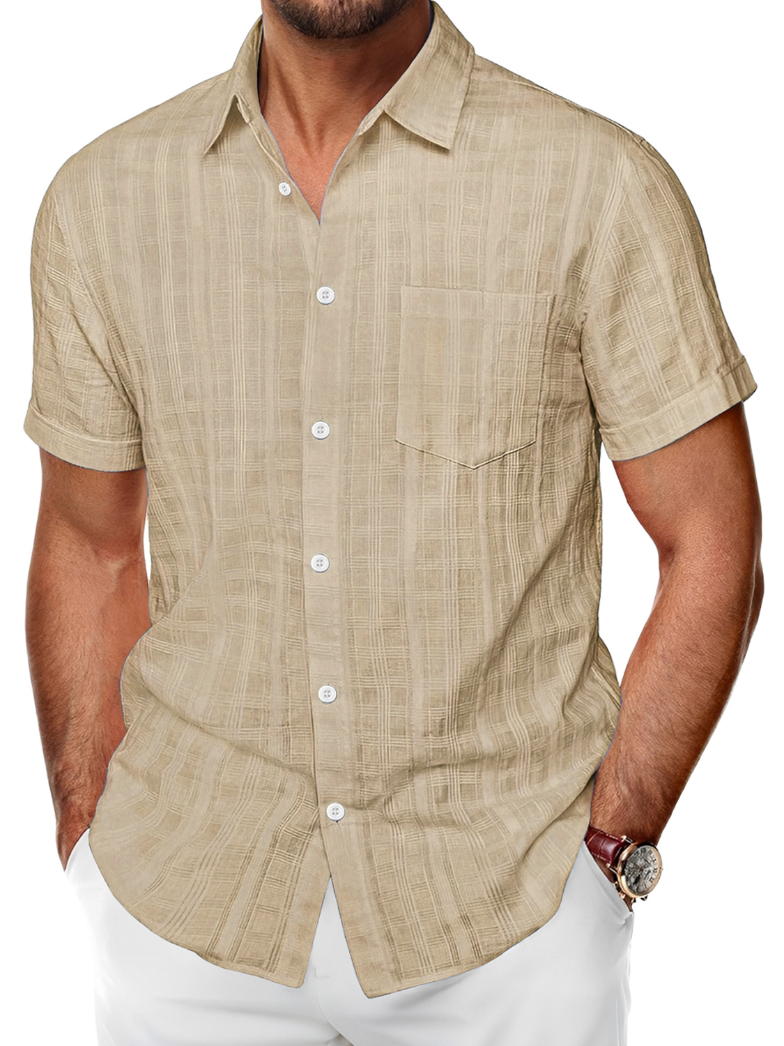 Men's Vintage Washed Cotton Stand Collar Pocket Casual Sleeveless Henley Vest