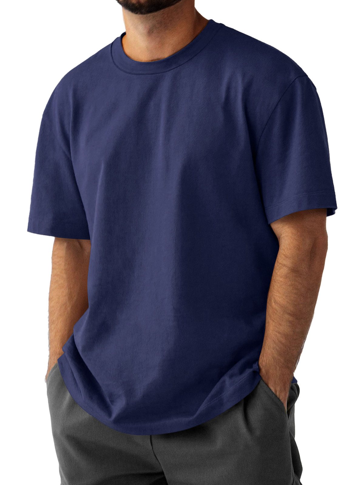 Men's Daily Pure Cotton Round Neck Casual Comfortable Short Sleeve T-shirt