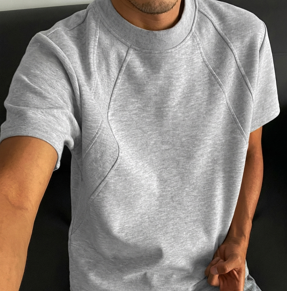 Men's Fashion Casual Deconstructed Design Crew Neck Short-Sleeve T-Shirt
