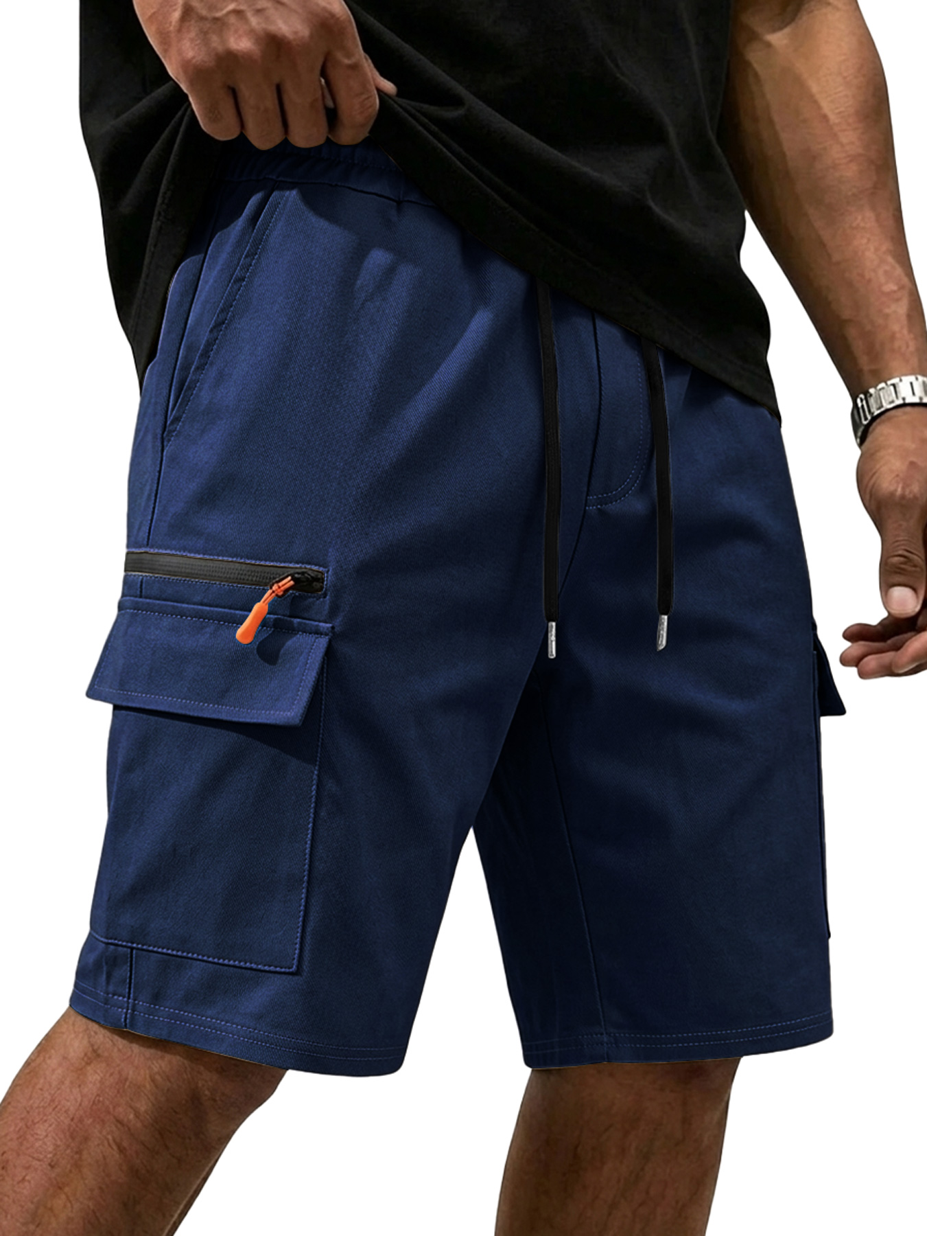 Men's Zippered Multi-Pocket Casual Cargo Shorts