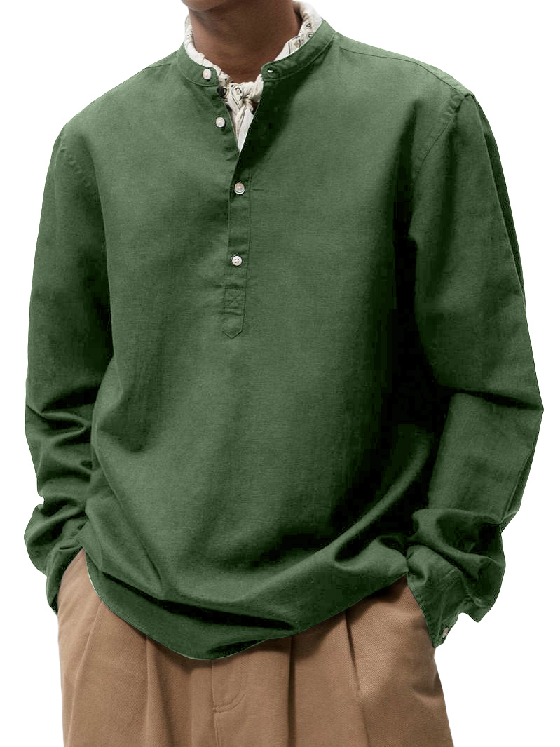 Men's Vintage Fashion Casual Stand Collar Long-Sleeve Shirt