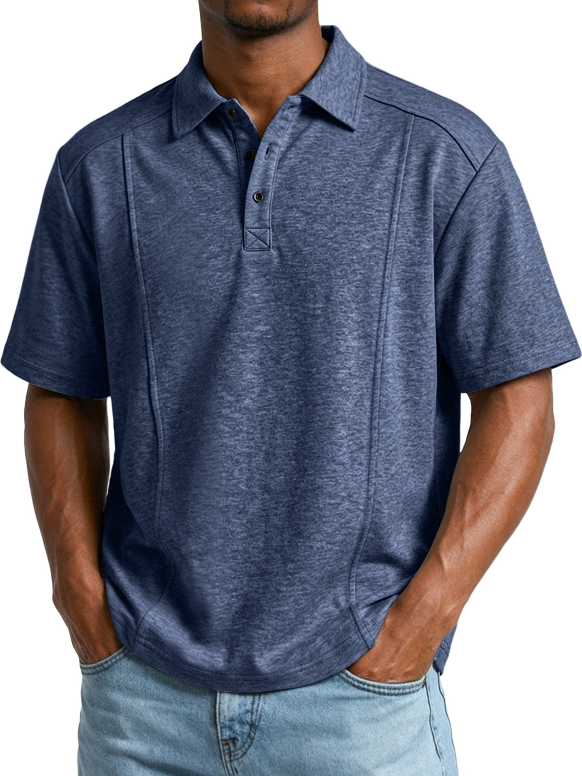 Men's Casual Deconstructed Lapel Short-Sleeve Button-Up Polo Shirt