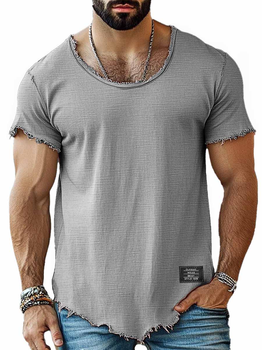 Men's Fashion Retro Embroidered Logo Short-sleeved T-shirt