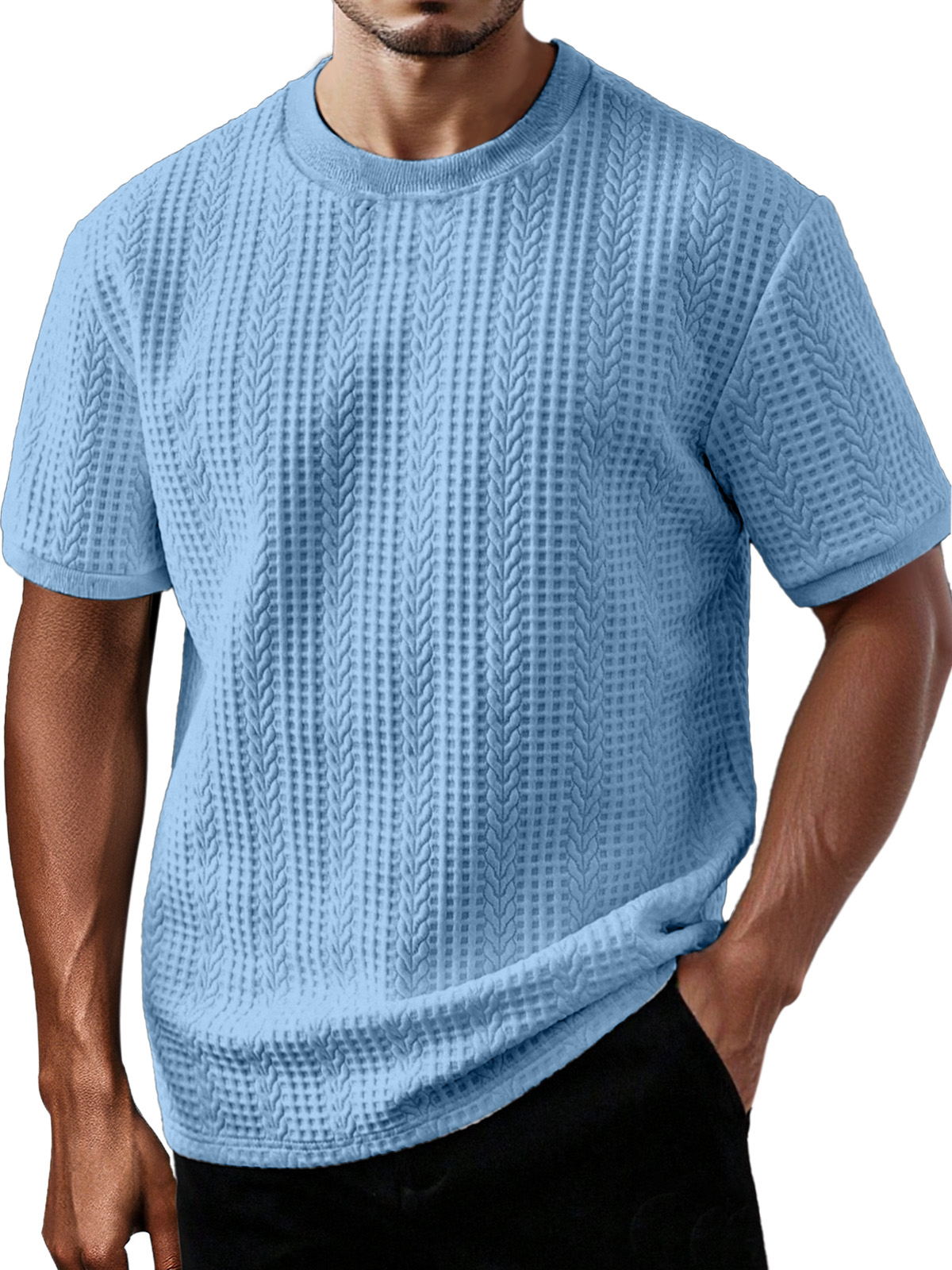 Men's Daily Casual Solid Color Round Neck Short-sleeved T-shirt