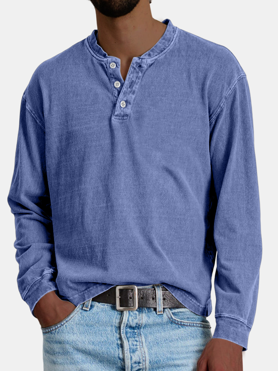 Men's Retro Casual Distressed Button POLO Shirt