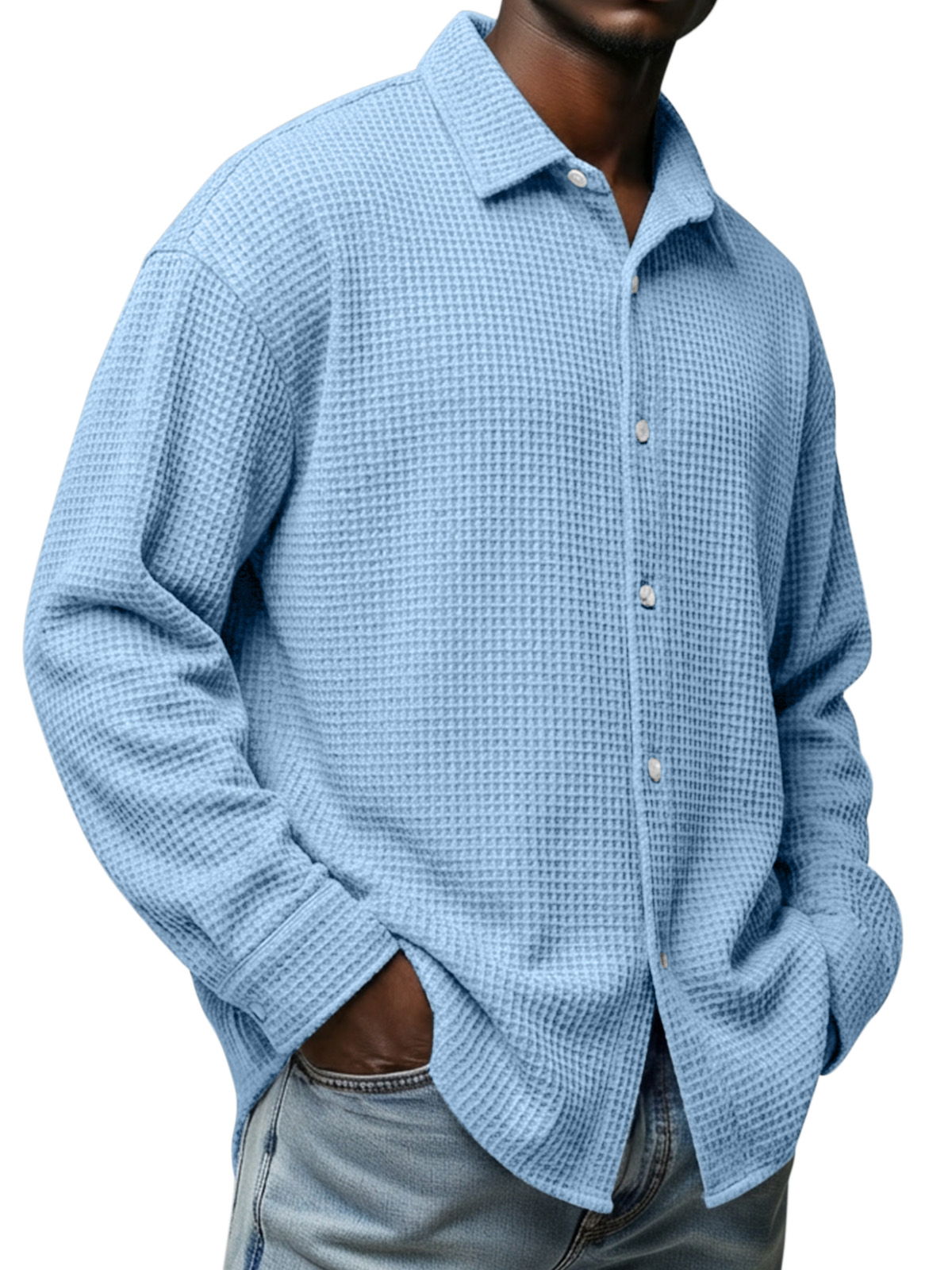 Men's Everyday Waffle Texture Long-Sleeve Shirt