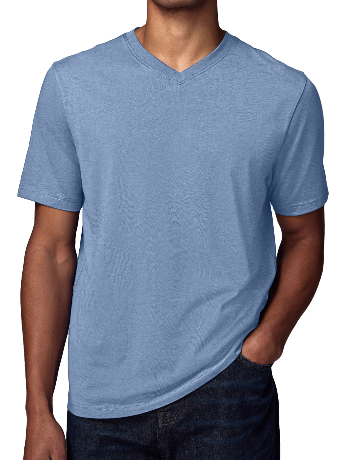 Men's Simple Solid Color V-neck Short-sleeved T-shirt