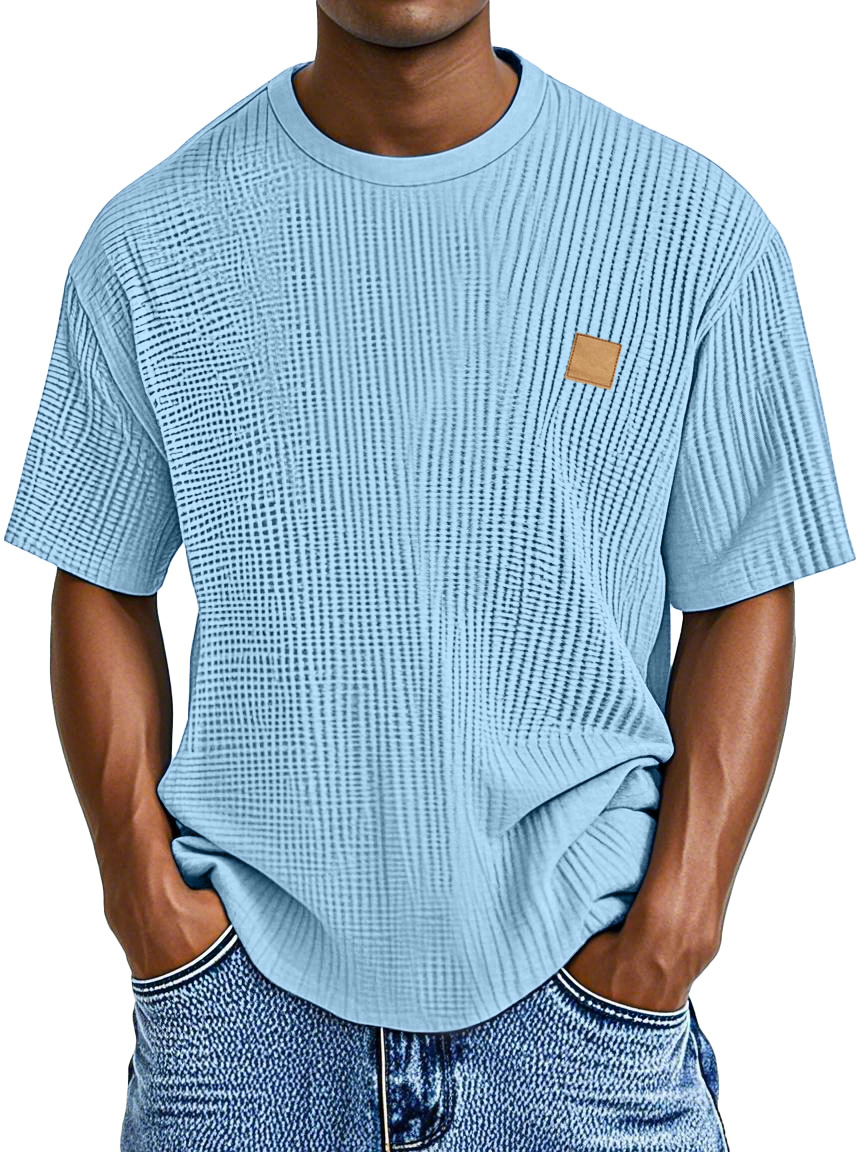 Men's Casual Simple Waffle Loose Short Sleeve T-shirt