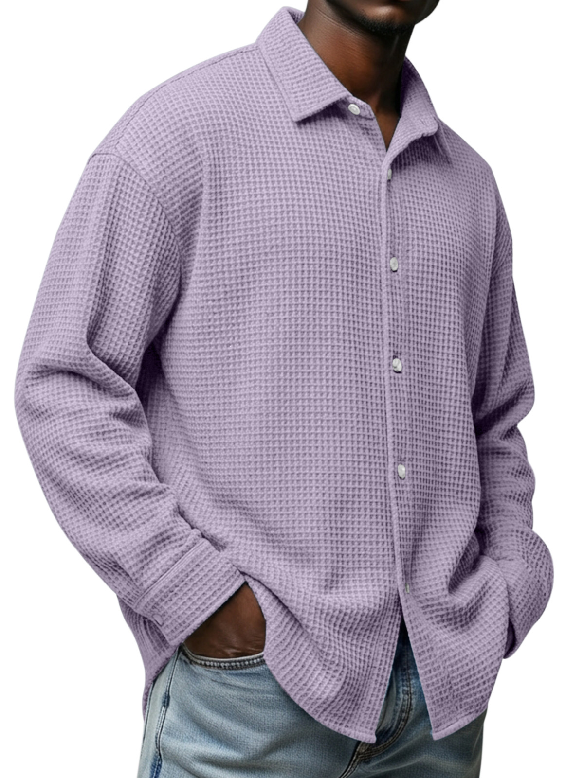 Men's Everyday Waffle Texture Long-Sleeve Shirt