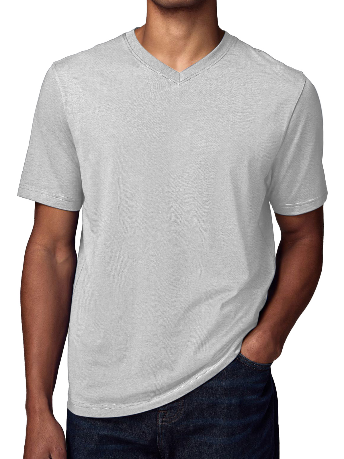 Men's Simple Solid Color V-neck Short-sleeved T-shirt