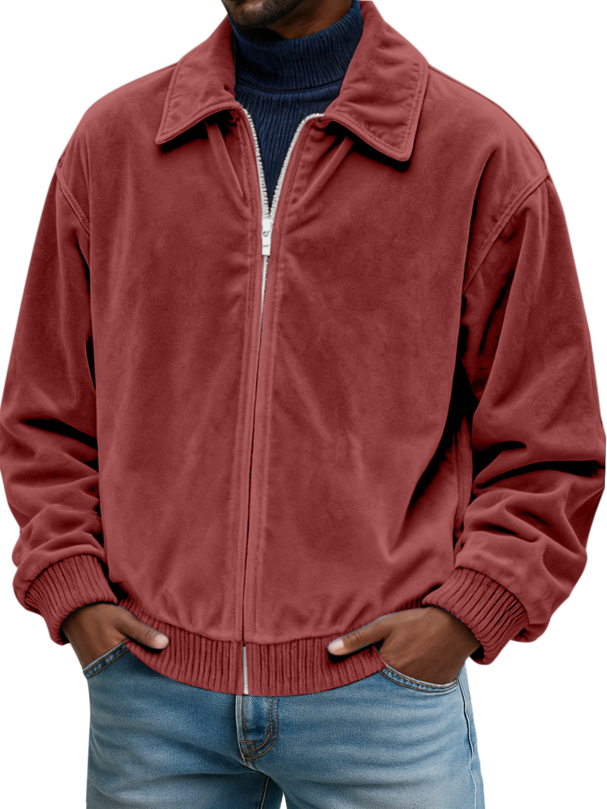 Simple, Comfortable And Casual Everyday Suede Lapel Long-sleeved Jacket