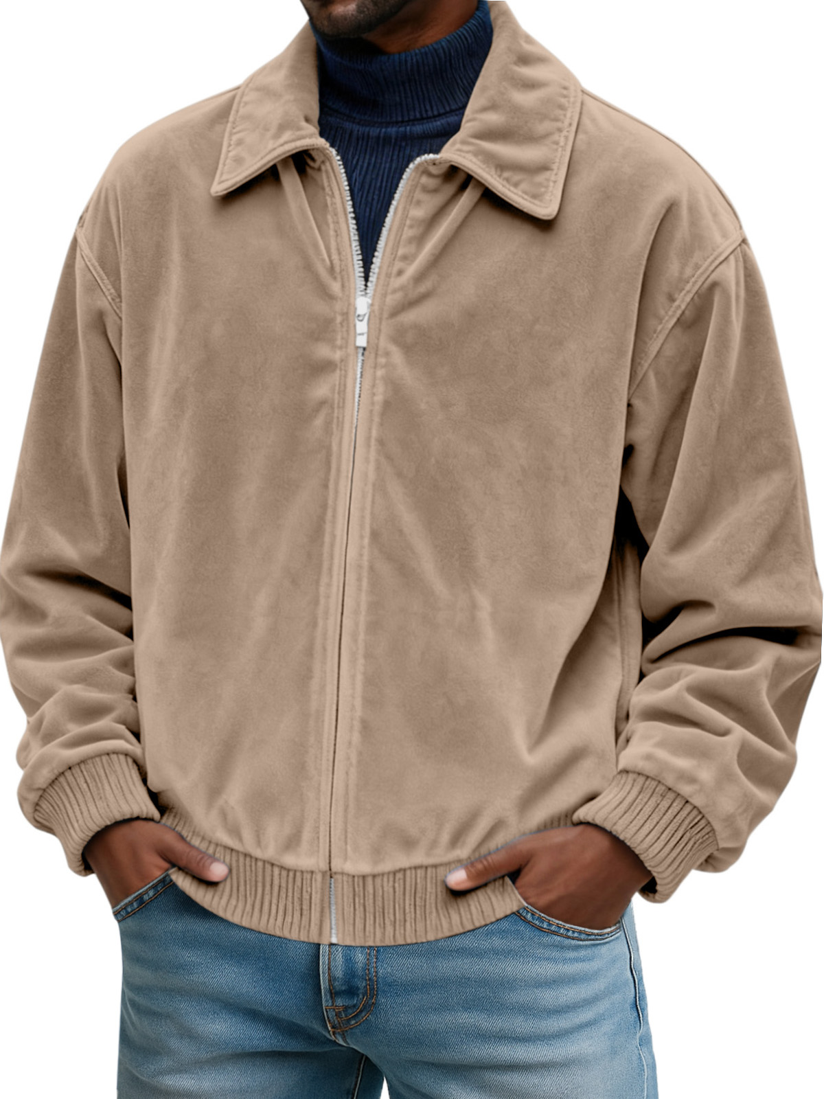 Simple, Comfortable And Casual Everyday Suede Lapel Long-sleeved Jacket