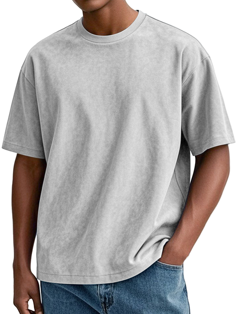 Men's Daily Round Neck Suede Casual Comfortable Short-sleeved T-shirt