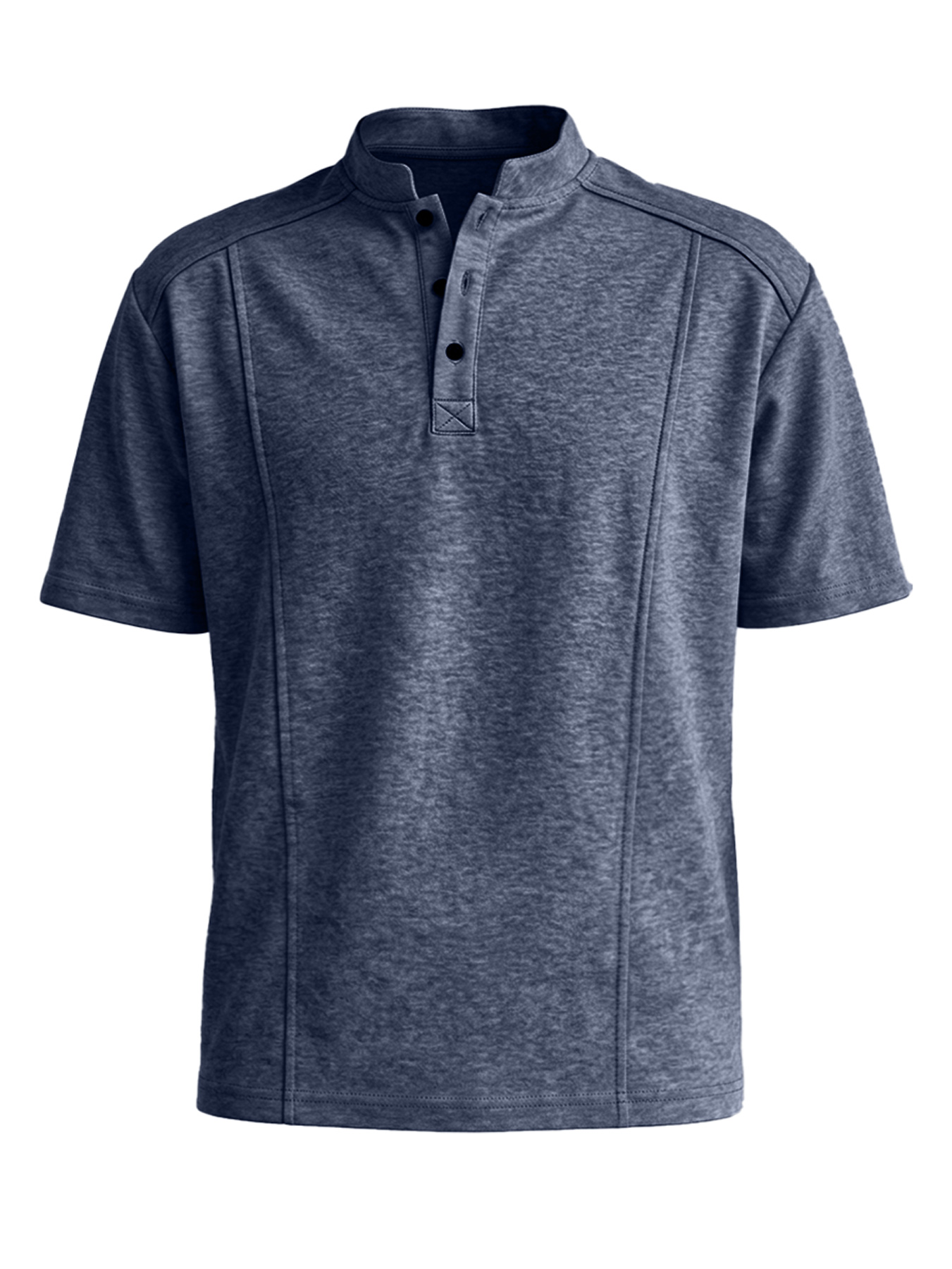 Men's Stand-up Collar Button-down Design Casual Short-sleeved Henley Shirt