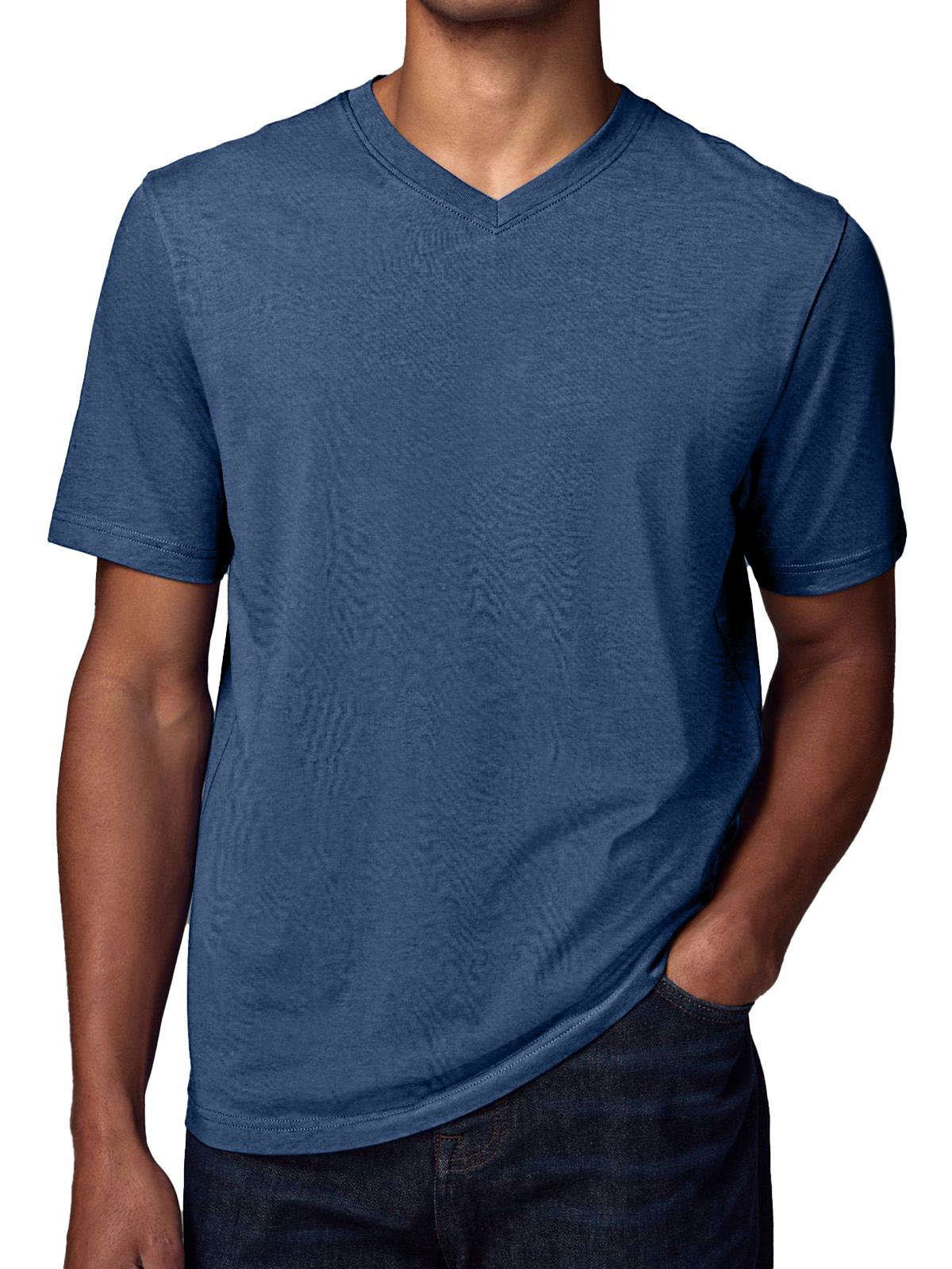 Men's Simple Solid Color V-neck Short-sleeved T-shirt