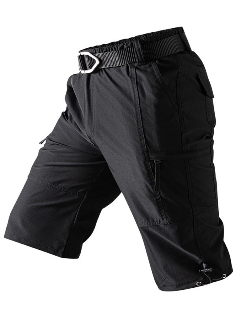 Men's 100% Cotton Multi-Pocket Zipper Casual Cargo Shorts
