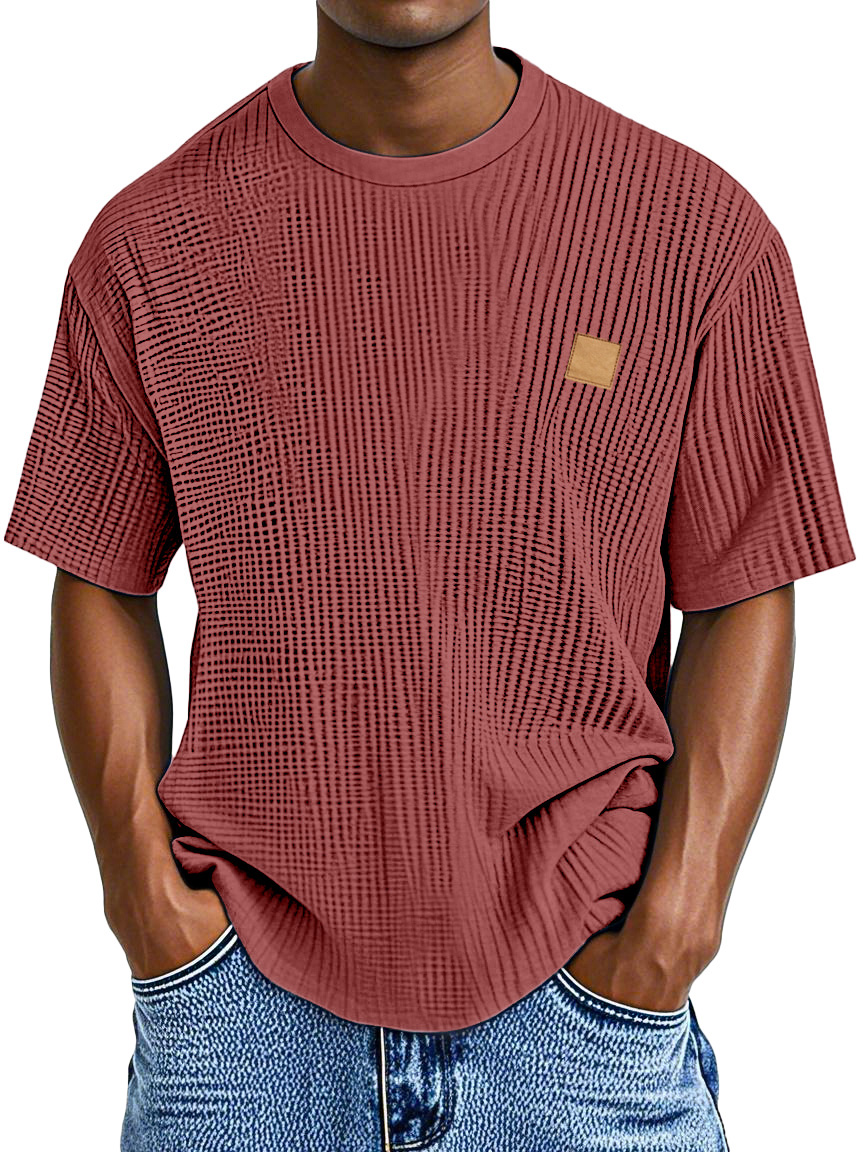 Men's Casual Simple Waffle Loose Short Sleeve T-shirt
