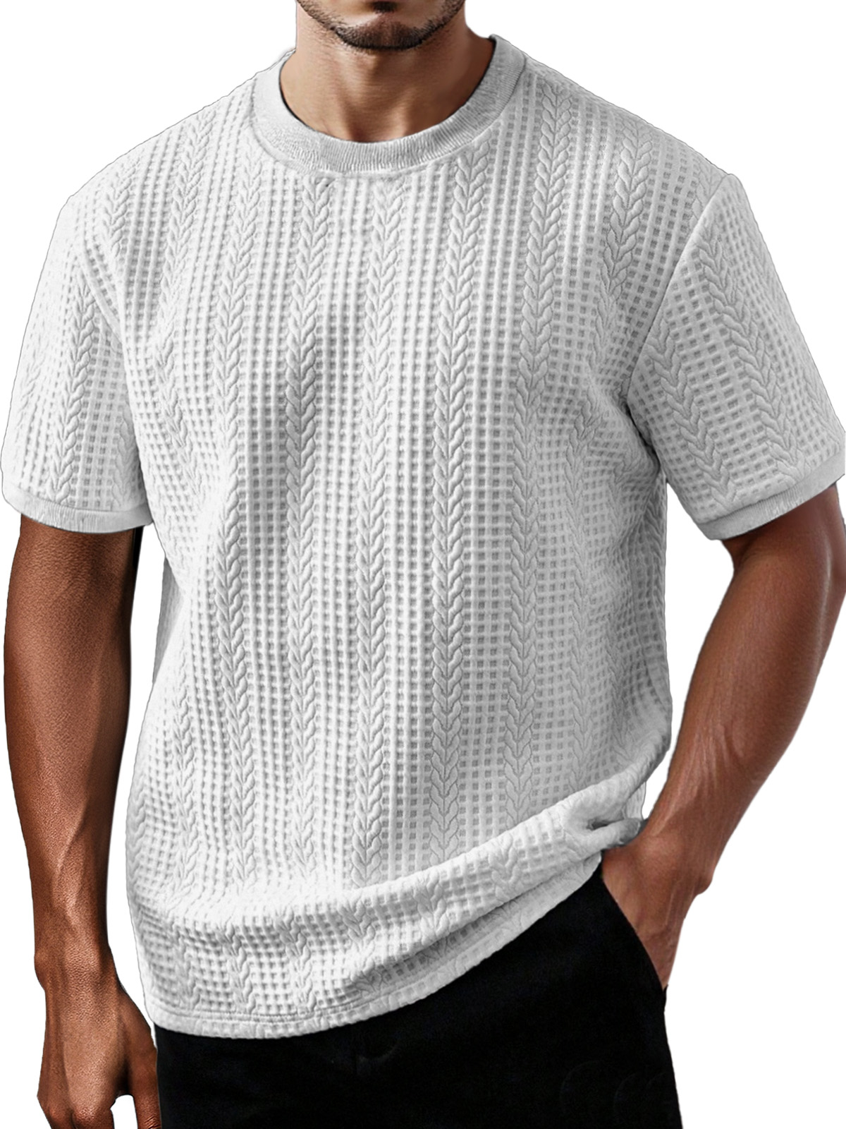 Men's Daily Casual Solid Color Round Neck Short-sleeved T-shirt