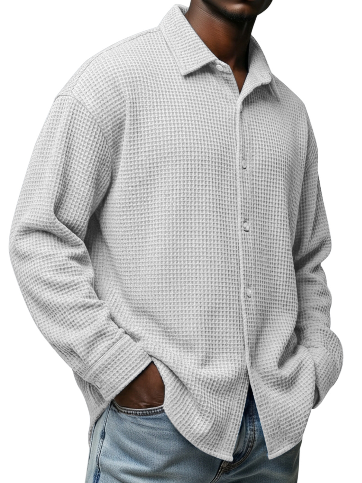 Men's Everyday Waffle Texture Long-Sleeve Shirt