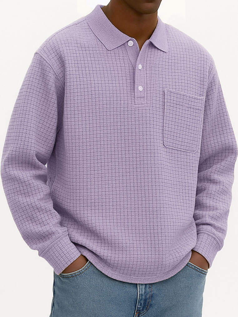 Men's Fashionable Casual Corn-patterned Corduroy Lapel Pocket Polo Shirt