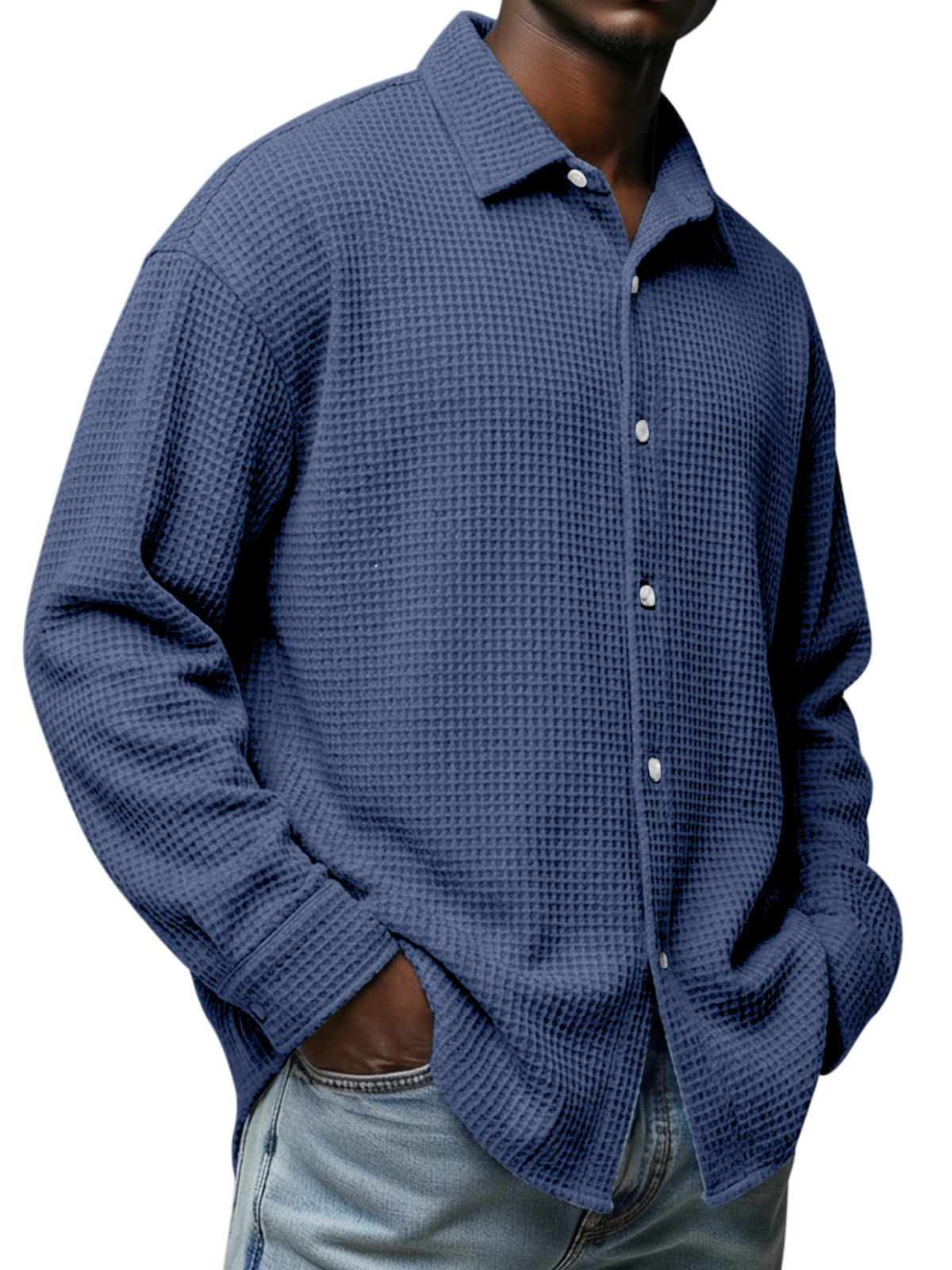 Men's Everyday Waffle Texture Long-Sleeve Shirt
